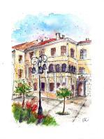 Banska Bystrica - Beniczky House - Watercolor Paintings - By Erika Kohutovic, Landscape Painting Artist