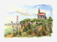 Roman Church In Drazovce - Watercolor Paintings - By Erika Kohutovic, Landscape Painting Artist