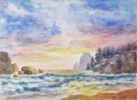 Oregon Coast - Watercolor Paintings - By Erika Kohutovic, Landscape Painting Artist