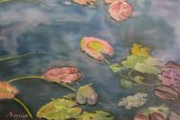 Colorful Lily Pads - Oil On Canvas Paintings - By Rosamalia Bujase, Impressionism Painting Artist