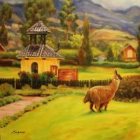 Landscapes - San Plablo Del Lago In Ecuador - Oil On Canvas