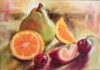 Fruits - Oil On Canvas Panel Paintings - By Rosamalia Bujase, Impressionism Painting Artist