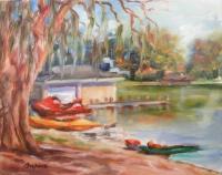 Dinky Dock Boats - Oil On Gesso Panel Paintings - By Rosamalia Bujase, Impressionism Painting Artist
