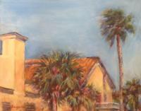 Roof Top Palm Tree - Oil On Gesso Panel Paintings - By Rosamalia Bujase, Impressionism Painting Artist