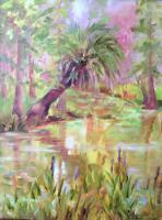 Mead Gardens - Oil On Gesso Panel Paintings - By Rosamalia Bujase, Impressionism Painting Artist
