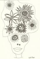 Faces - Turban Of Flowers - Ink