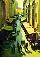 Drezden Shoping Street - Oil On Canvas Paintings - By Michail Rudnik, Realism Painting Artist