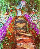 Garden At Giverny 3 - Acrylic Photographed Paintings - By Adele Smith, Impressionist Painting Artist