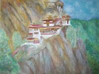 Tigers Nest Bhutan - Watercolor Paintings - By Katalin Blasko, Painting Painting Artist