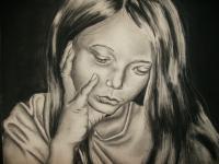 Childhood Sorrow - Charcoal Drawings - By Ashley Warbritton, Realism Drawing Artist