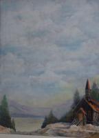 High Mountain Curch - Acrylic Paintings - By John Chambers, Traditional Painting Artist