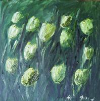 Nature - Yellow Tulips - Oil On Canvas