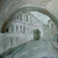 Vilnius Old Town - Oil On Canvas Paintings - By Kristina Cesonyte, Impressionism Painting Artist