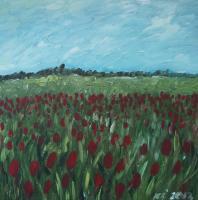 Tulip Fields - Acrylic On Canvas Paintings - By Kristina Cesonyte, Impressionism Painting Artist