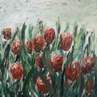 Nature - Red Tulips - Oil On Canvas