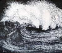 Sea Spray - Wax Pastel Drawings - By Luisfnogueira Nogueira, Realism Drawing Artist