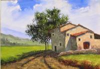Landscape - Old Country Farm House - Oil
