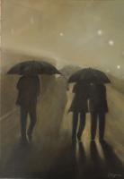 Another Rainy Foggy Night - Oil Drawings - By Luisfnogueira Nogueira, Impressionism Drawing Artist