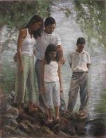 Bartlet Family - Pastel Drawings - By Tom Jackson, Impressionism Drawing Artist