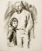 Father And Daughter - Charcoal Drawings - By Tom Jackson, Sketch Drawing Artist