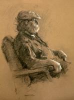 Seated Man - Charcoal Drawings - By Tom Jackson, Sketch Drawing Artist