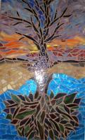 Reflection Of A Tree - Mosaic Mixed Media - By Marilyn Schreiber, Abstract Mixed Media Artist