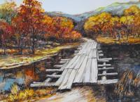 Autumn Bridge - Water Color Paintings - By Min W, Traditionallandscape Painting Artist