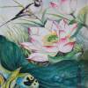 Lotus Flower Pond - Water Color Paintings - By Min W, Wild Life  Nature Painting Artist