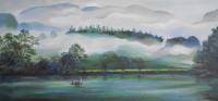 Riverscape No 6 - Oil On Canvas Paintings - By Min W, Impressionism Painting Artist