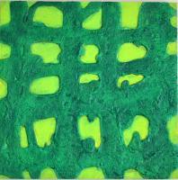 Green Grid - Panel Sand Acrylic Paint Mixed Media - By Thomas Mulholland, Exploration Of The Grid Form Mixed Media Artist
