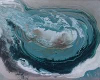 Greenblue Wave - Oil And Acrylic On Canvas Paintings - By Ania Modzelewski, Lanscape Painting Artist