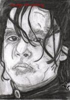 Johnny Depp Edward Sissorhand Original Expressive Aceo - Graphite Pencil Drawings - By Cindy Kirkpatrick, My Vision Expressive Art Drawing Artist
