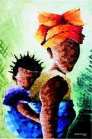 Iya Ni Wura - Mother  Child - Acrylic Paintings - By Aderonke Aina-Scott, Acrylic On Canvas Painting Artist