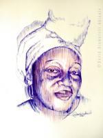 Kudirat Abiola - Pen On Paper Drawings - By David Akinola, Artsbydavid Drawing Artist