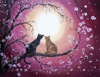 Zen Cats - A Shared Moment - Oil On Canvas