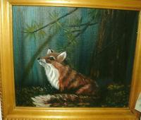 Fox In Forest - Oil On Canvas Paintings - By Joanne Knox, Originals Painting Artist