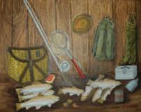 Gone Fishing - Oil On Canvas Paintings - By Joanne Knox, Originals Painting Artist