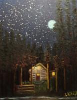 Night Sky In Montana - Oil On Canvas Paintings - By Joanne Knox, Originals Painting Artist