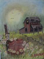 The Old Barn - Oil On Canvas Paintings - By Joanne Knox, Originals Painting Artist