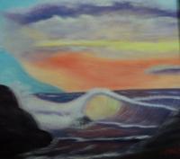 Ocean Sunset - Oil On Canvas Paintings - By Joanne Knox, Originals Painting Artist