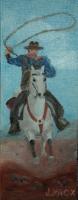 Cowboy - Oil On Artboard Paintings - By Joanne Knox, Originals Painting Artist