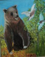 Get Away Bird - Oil On Artboard Paintings - By Joanne Knox, Originals Painting Artist