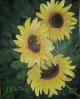 Sunflowers - Oil On Canvas Paintings - By Joanne Knox, Originals Painting Artist
