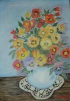 Pansies - Oil On Artboard Paintings - By Joanne Knox, Originals Painting Artist