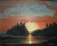 Sunset Olympic Beach - Oil On Canvas Paintings - By Joanne Knox, Originals Painting Artist