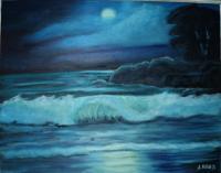 Neight Ocean - Oil On Canvas Paintings - By Joanne Knox, Originals Painting Artist