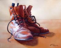 Old Boots - Watercolor Paintings - By Kathryn Ragan, Realistic Contemporary Painting Artist