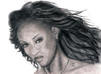 Tyra Banks - Hand Drawn Drawings - By Ronald Hornbeck, Pencil Drawing Artist