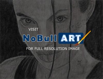Charcoal - Angelina Jolie - Hand Drawn