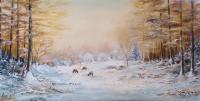 Winter Grazing - Oil Paintings - By Brian Pier, Realism Painting Artist